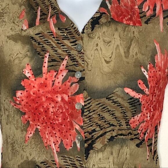 Vintage Alberto Makali Y2K Semi-Sheer Crinkle Abstract Blouse Size Small NWOT - Picture 12 of 14